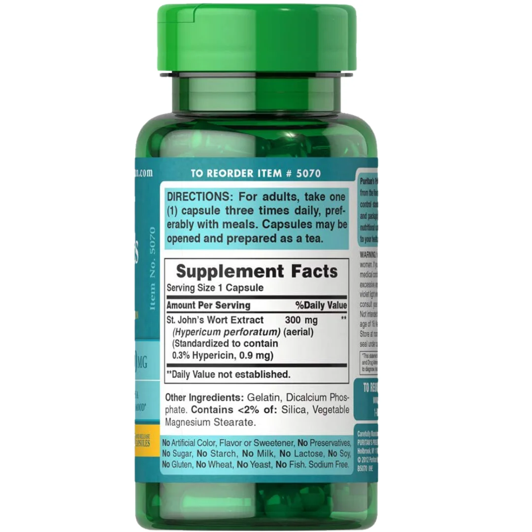 Горячая Распродажа стандартизированный экстракт пуритана гордости зверобоя 150 мг-100 капсул способствует умственному самочувствительному спокойному настроению