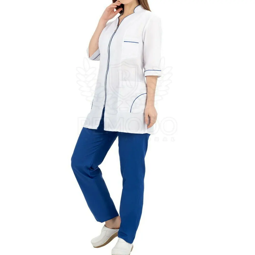 Scrubs Medical Uniform Women Medical Scrubs Shirts and Pant Set Black Solid Color Scrub Suits Hospital Staff Clothes Fashionable