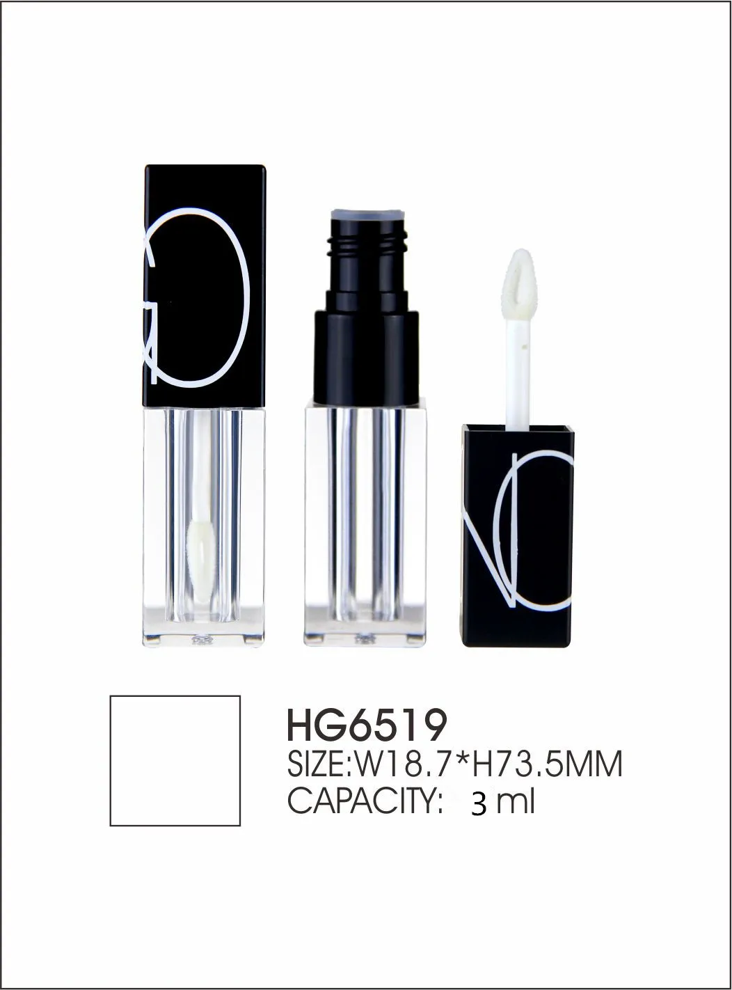 3D printing custom square empty PETG cosmetic lip gloss tube