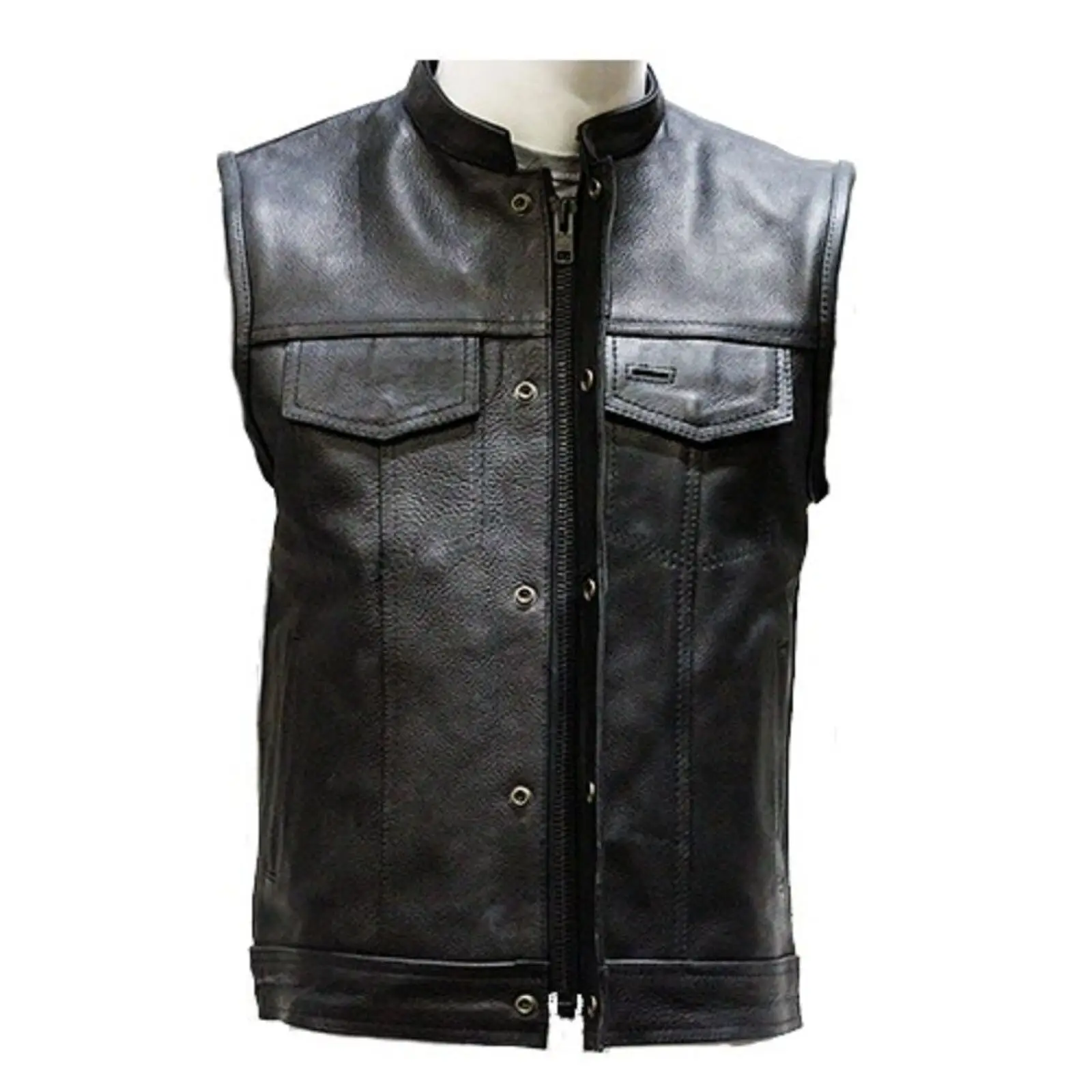 Cow Leather Multi Pockets Vest Sleeveless Waistcoat Jackets on sale  men Custom Made Design Wholesale price