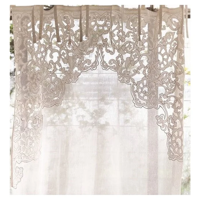 Embroidery Design Window Door Curtain The Best Quality White Linen Fabric Curtain For Home Hotel Resort Quang Thanh Embroidery