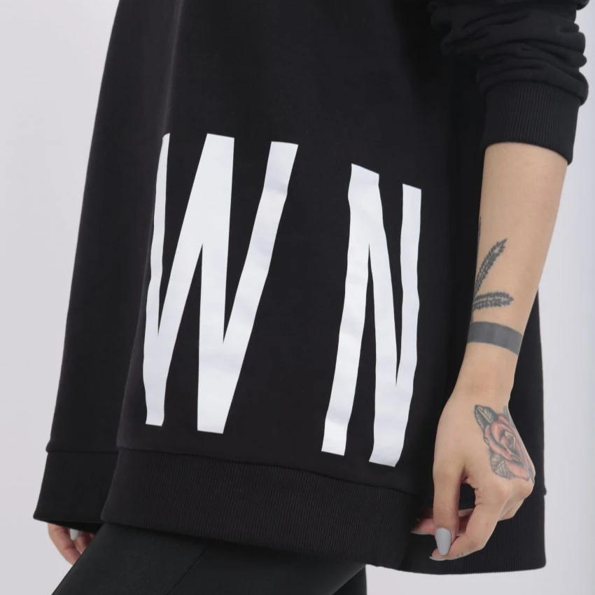 Women Printed Boyfriend sweatshirt Heavyweight Street Style Casual Comfy Cotton sweater sweatshirt Black