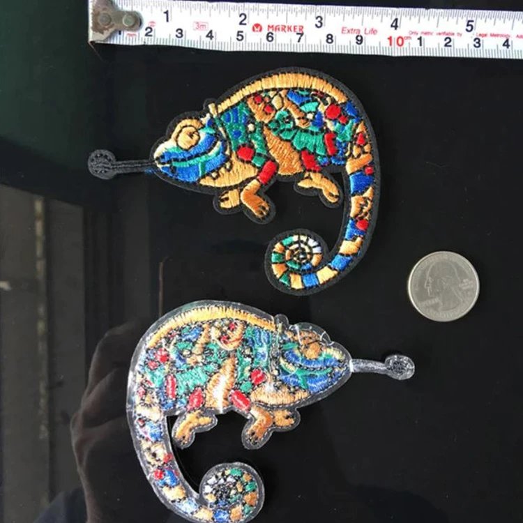 Colorful lizard Embroidery Patch For Clothing Iron On Patches Applique Embroidered badge