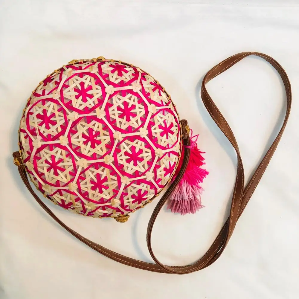 Cheap price 100% natural summer bag bamboo crossbody canteen durable Vietnam bamboo handle bag