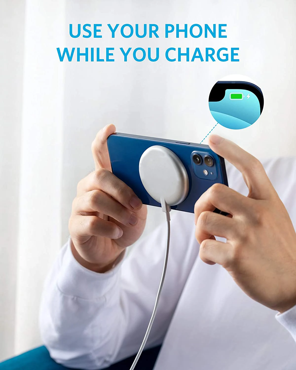SooPii 15W Wireless Magnetic Fast Charging Cable, Mag-sa-fe Cable, TPE Cable compatible with iphone 12 series