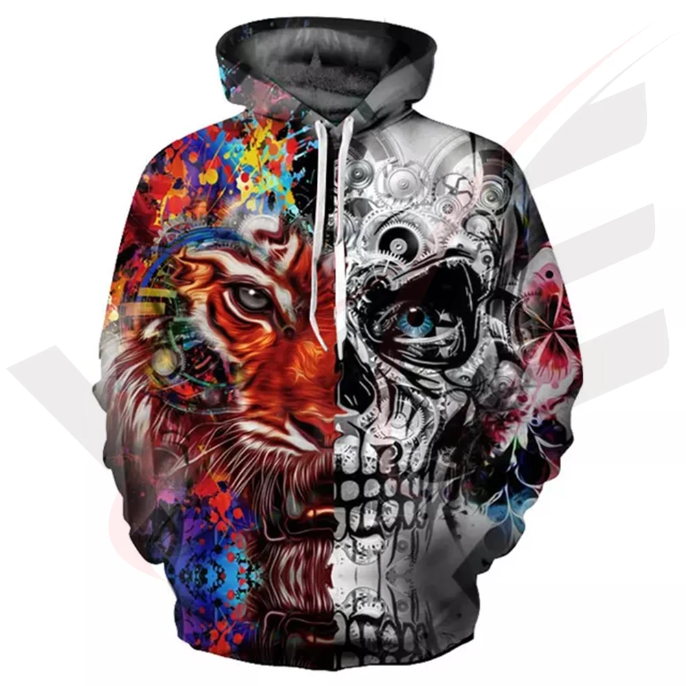 
New Fashion 3d Hoodies Men Women 3d Sweatshirts Print Skulls Tiger Thin Hooded Hoodies 