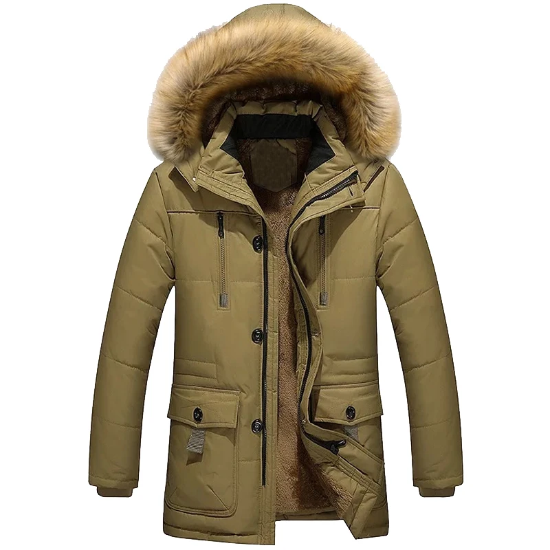 new Wolf Fur Puffer Down Filled Quilted Detachable Removable Hood Men Canada Parka Down Coat Jacket