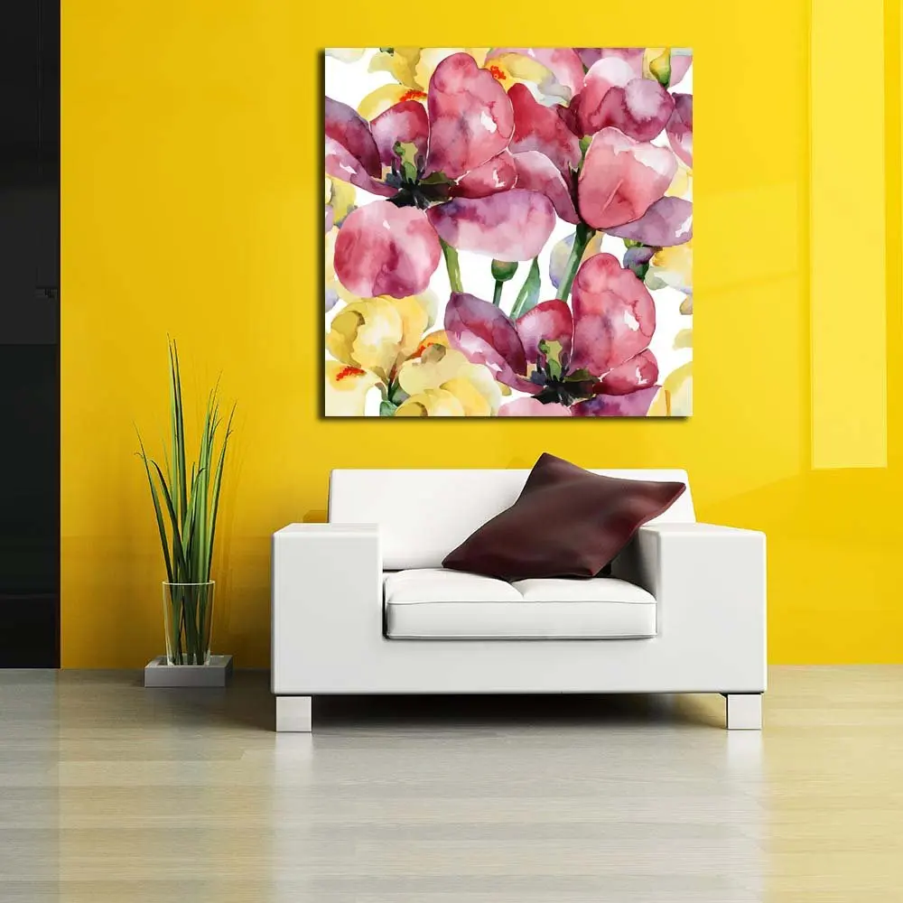 
Brilliant Pictoral Pitaara Box Purple Tulips & Yellow Irises D1 Canvas Painting MDF Frame 