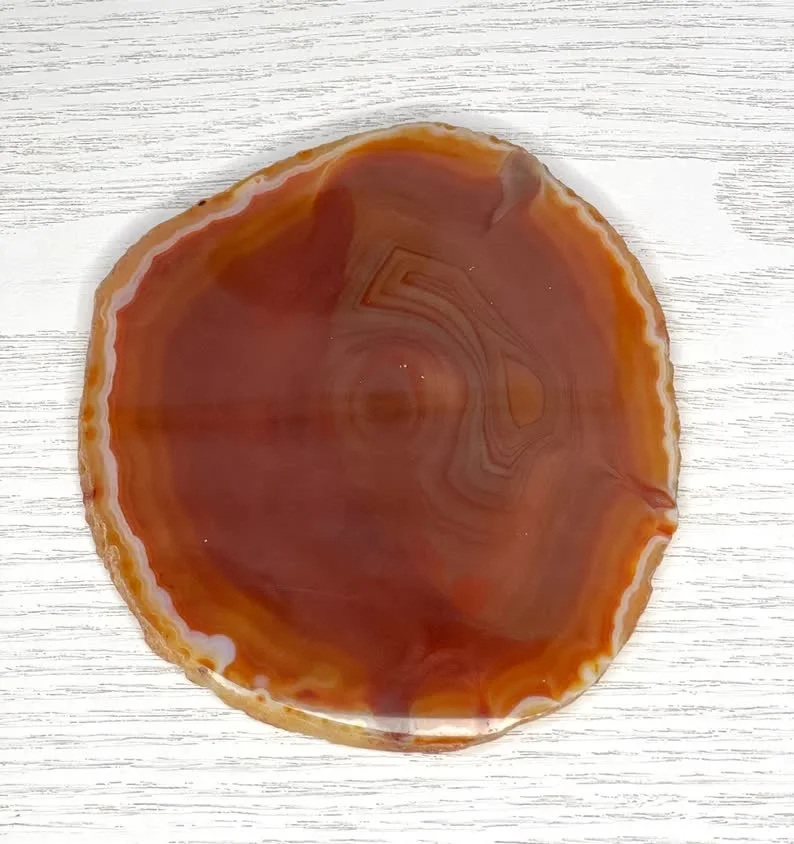 Large Amber Agate Crystal Coasters Hand-carved Rose Quartz Plate for Home Decor