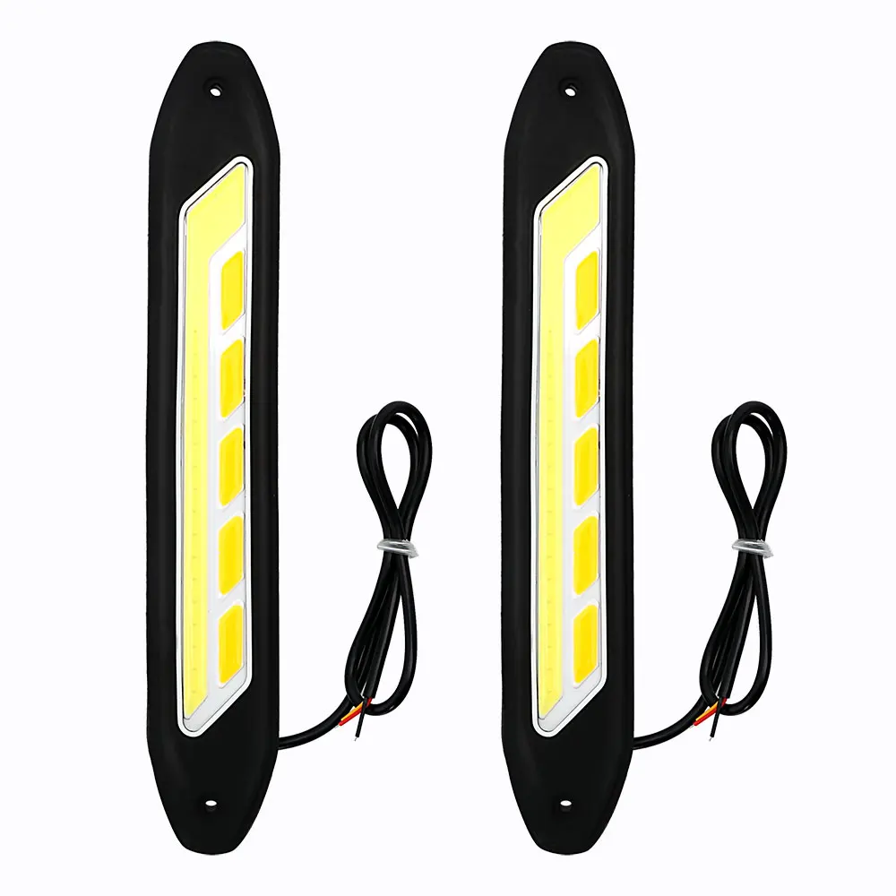 
26CM COB Fog Lights Car LED Daytime Running Lights Turn Signal Light Indicator DRL White and Yellow 