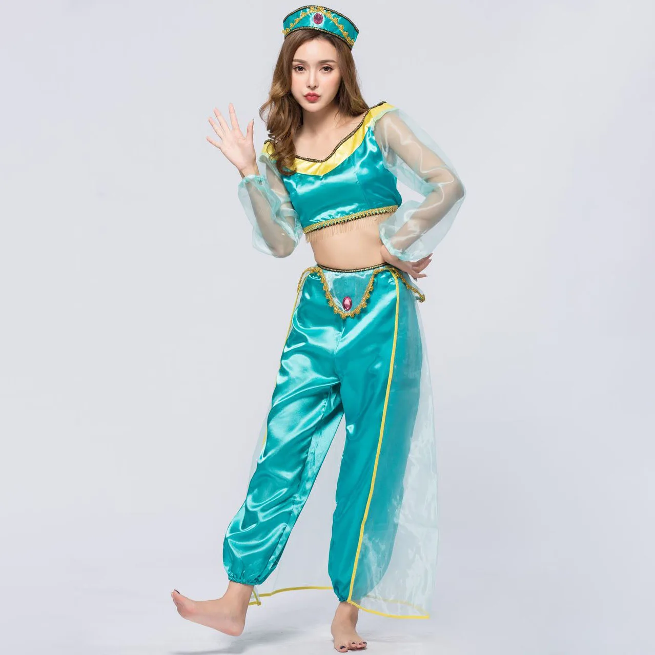 2021 Aladdin Magic Lamp Jasmine original Cheap Princess Sexy Womens Halloween Costume