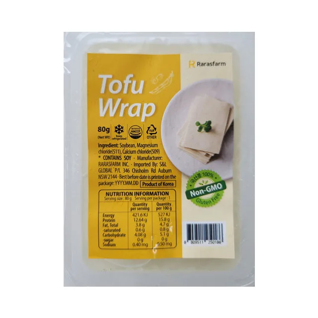 
Weight loss healthy food Tofu for wraps made with 100% Korean soybeans with No additives High protein Low moisture 80g 