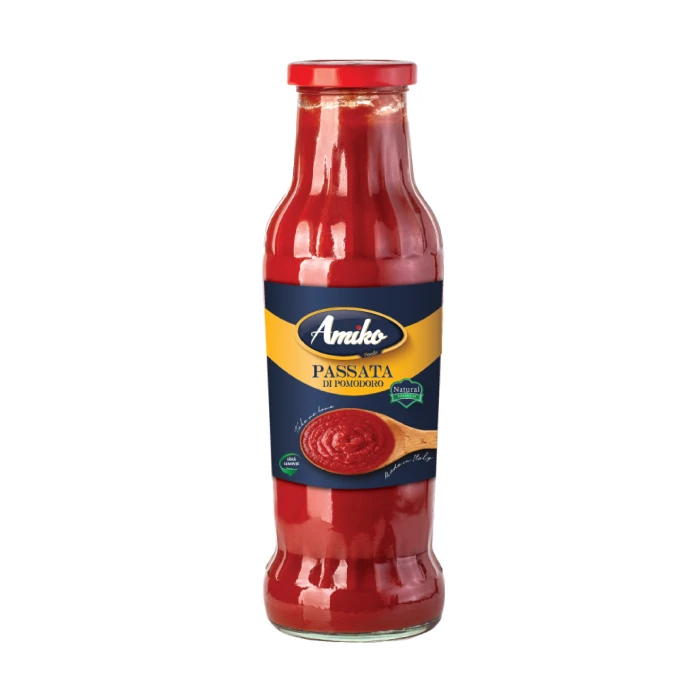 720 Ml Bottle Made in Italy Souces Tomatoes 100% Fresh Tomato Canned Sweet Glass Bottle 0.72 Kg Steamed Pulp with 36 Shelf Life