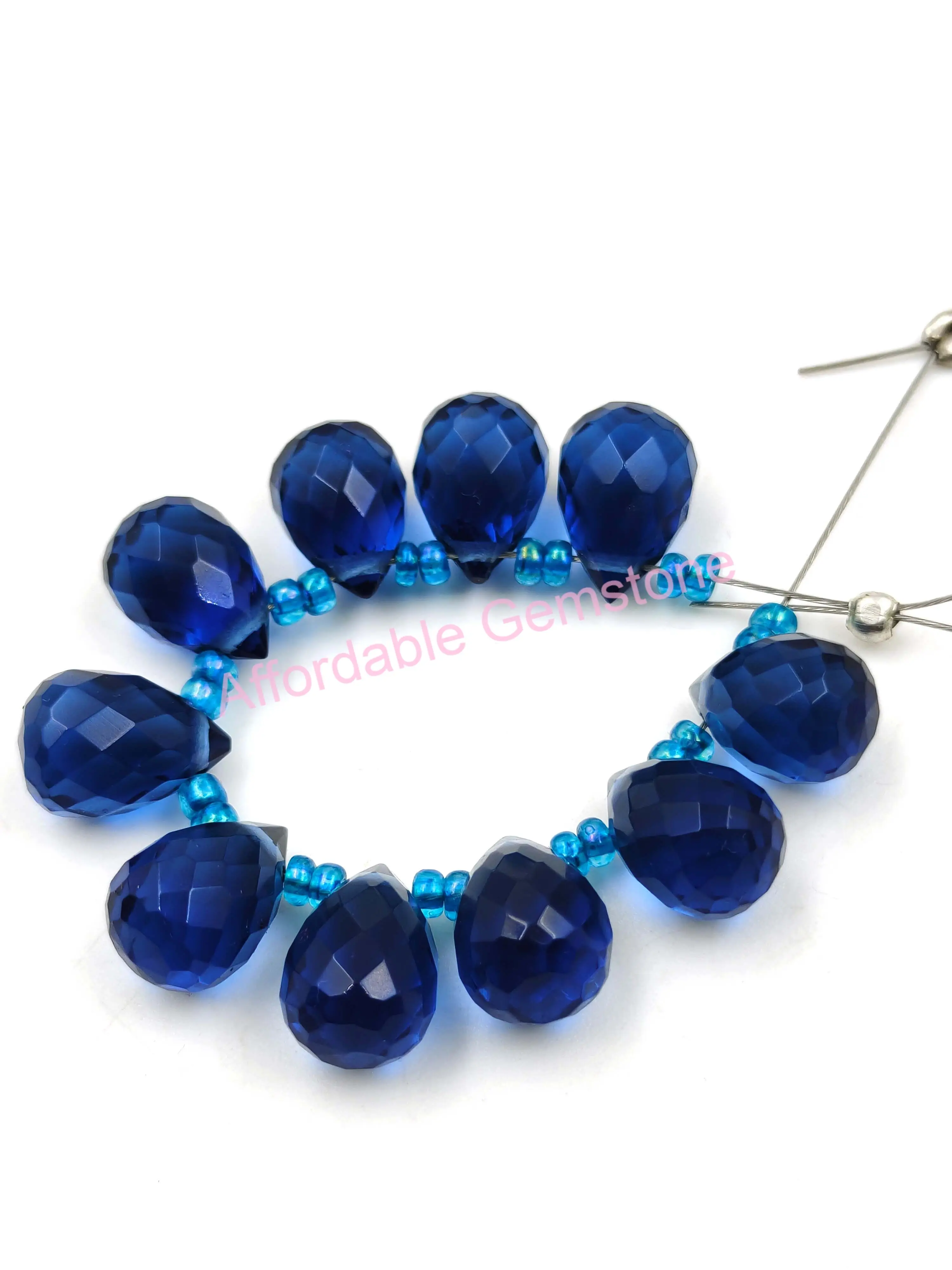 Лондонский синий кварц в форме капли драгоценный камень граненые драгоценные камни сверху сверленный изготовление ювелирных изделий полированные