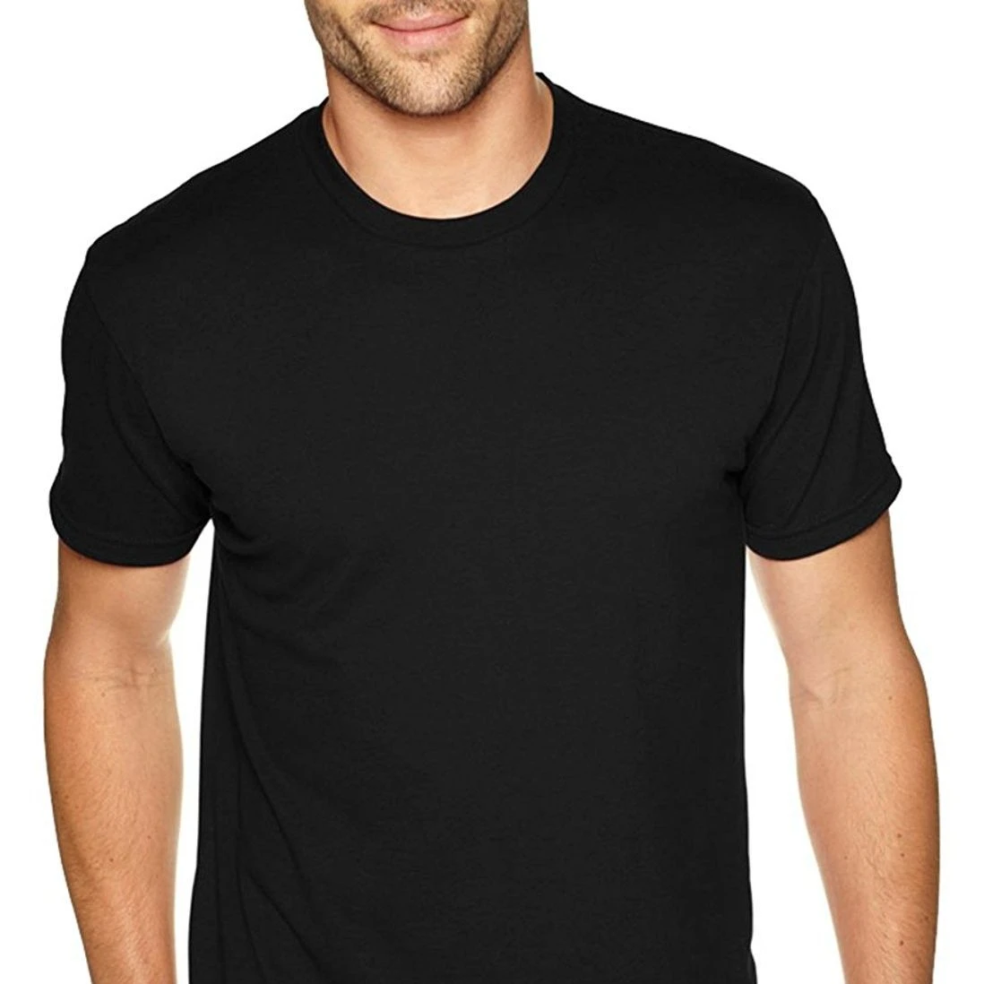 Сделанные на заказ мужские однотонные черные хлопковые футболки из 100% хлопка с коротким рукавом и круглым вырезом