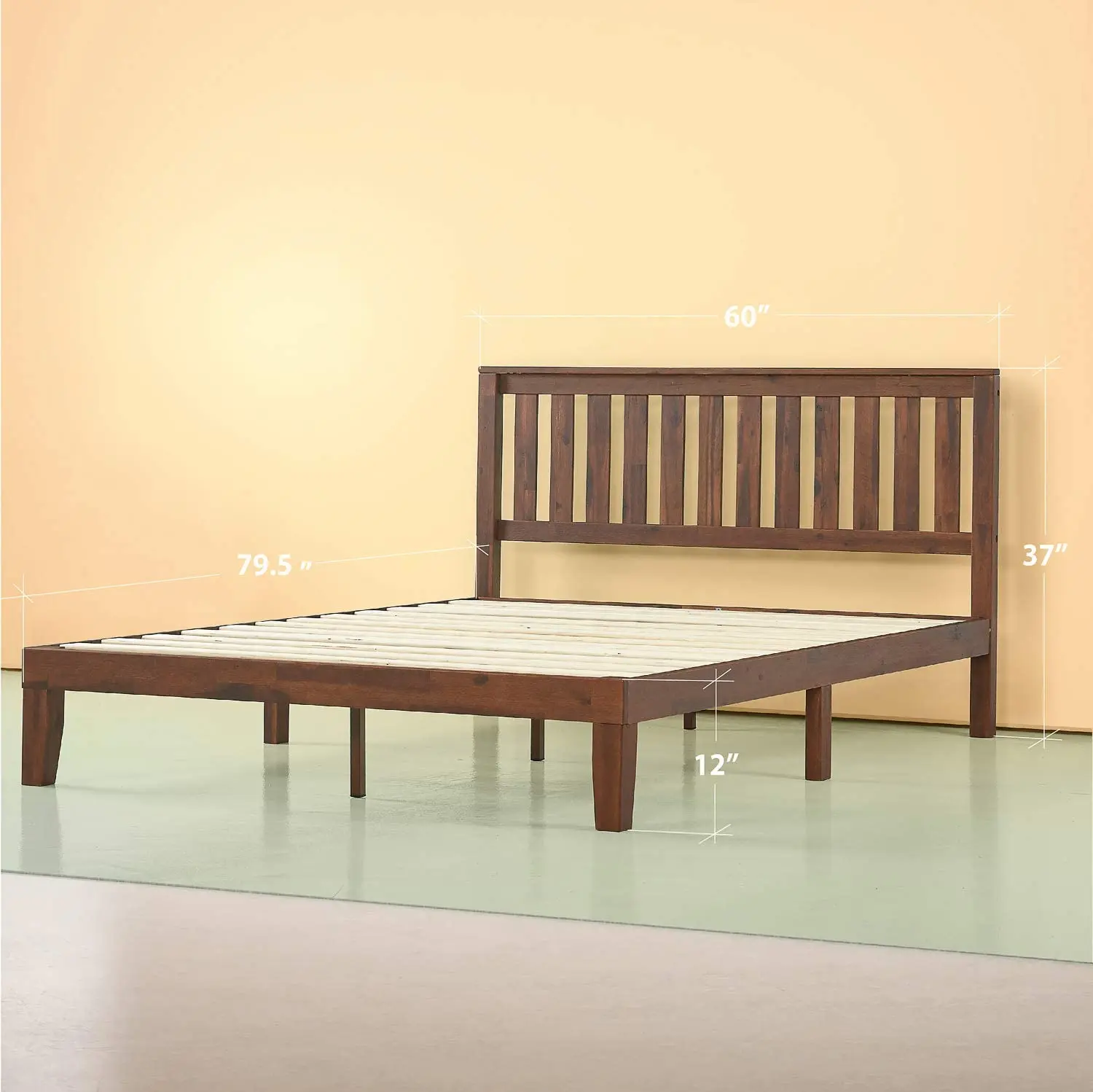 12 Inch Wood Platform Bed with Headboard Home Furniture Bedroom Furniture WOOD, Metal Color High Modern Natural 20 PCS Unique