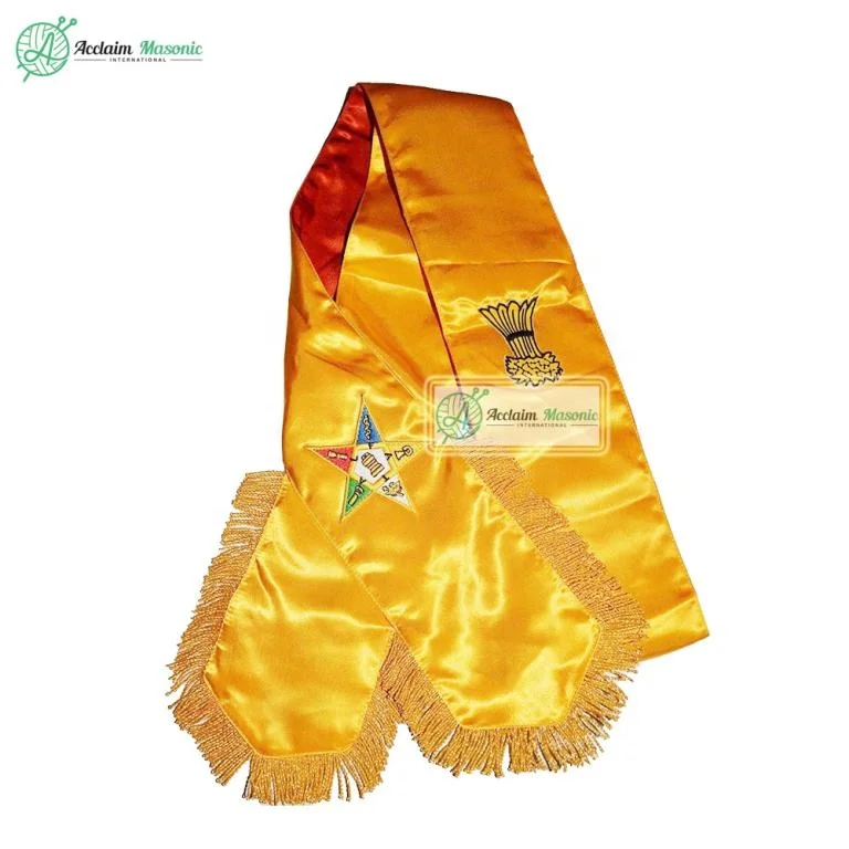 Masonic OES Yellow Sash with Custom Logo