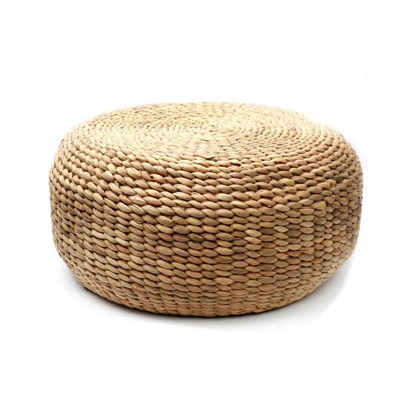 Good quality wholesaler decorative natural round stools ottomans handmade