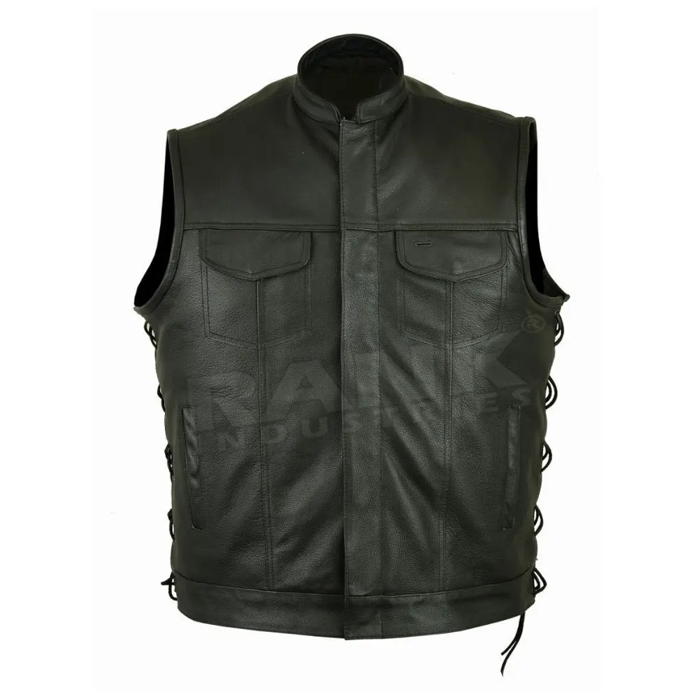 Профессиональный мотоциклетный кожаный жилет, черный кожаный Байкерский жилет из коровьей кожи