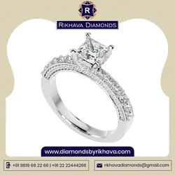 Beautiful Design Natural Diamond Solitaire Ring With 10K White Gold Metal Purity - Rikhava Diamonds
