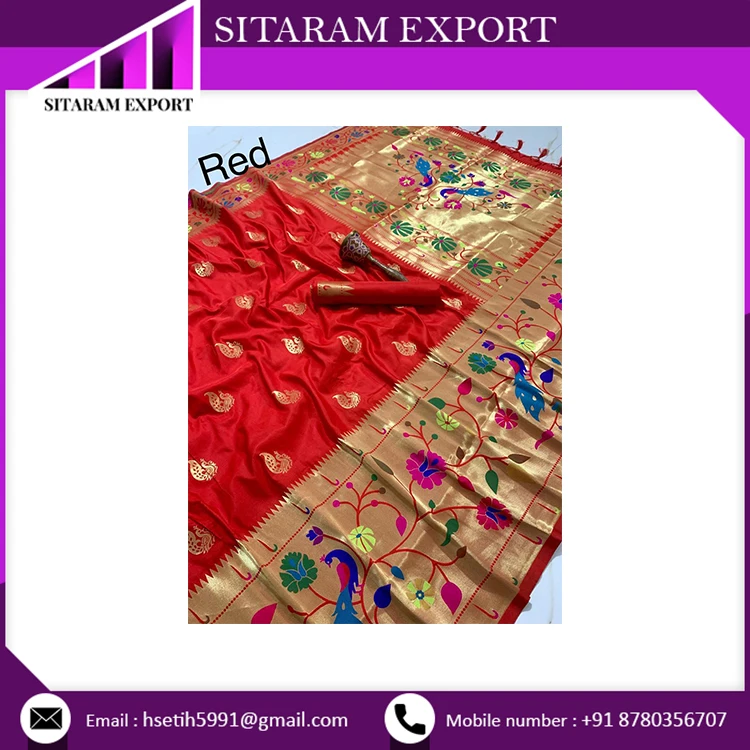 Чистая мягкая шелковая Сари Kanchivram Pethani Minakari Border и чистый дизайн Zari покупайте по самой низкой цене