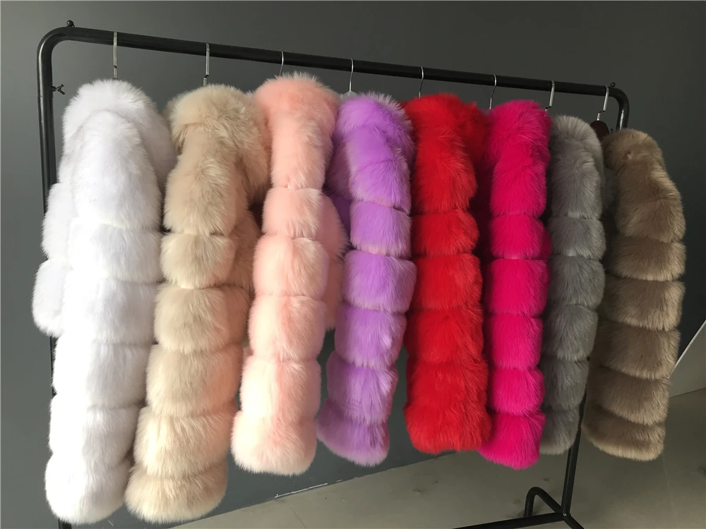 Wholesale Panelled Fox Fur Jacket Customize Colorful Luxury Women Faux Fox Fur Cropped Coat