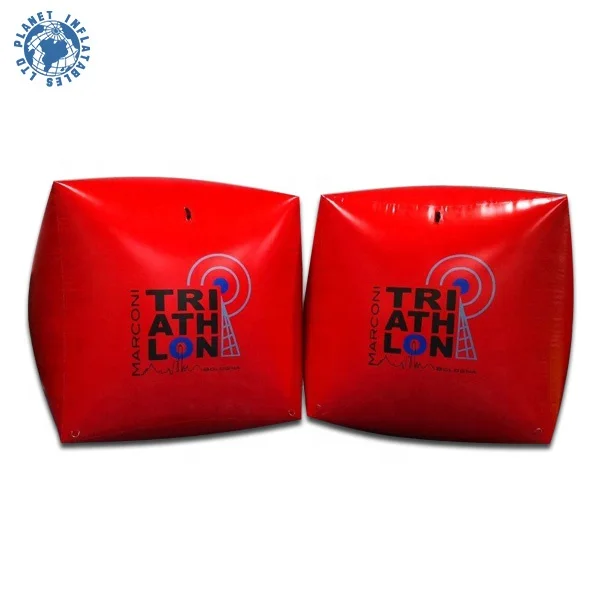 China inflatable swim buoy in cube Shape water triathlon buoy for sale