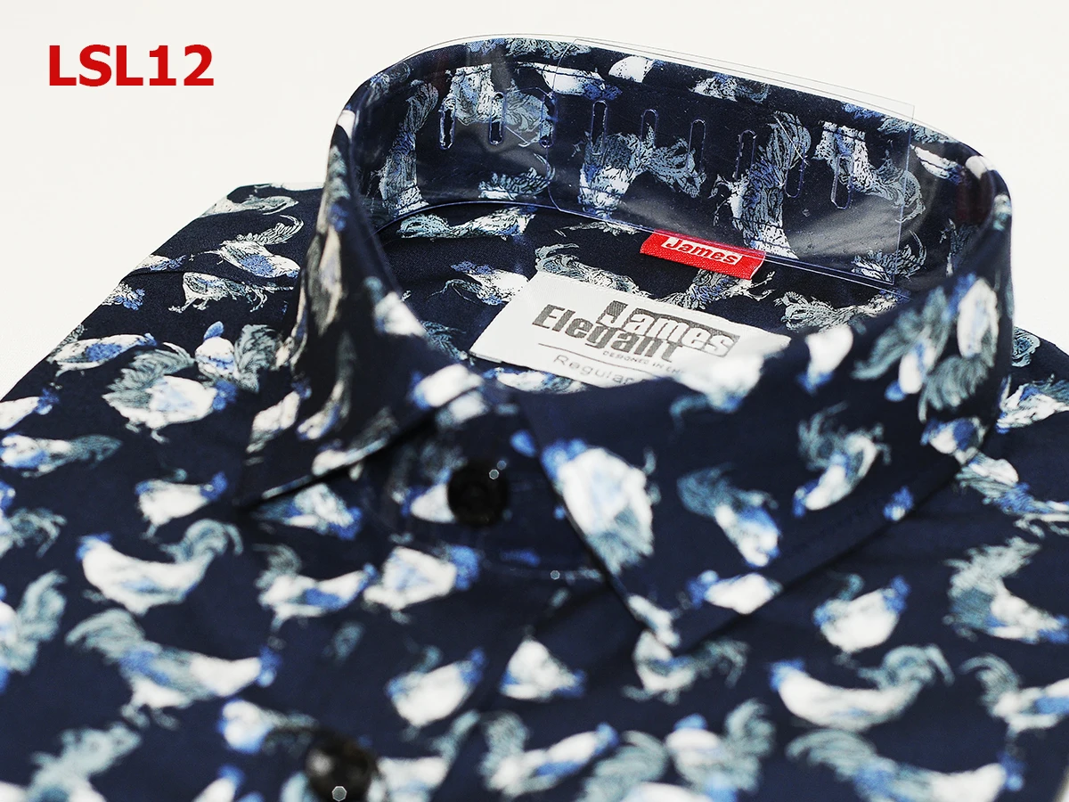 Vietnam Garment Products James Elegant Luxury Shirt Wholesale With Long Sleeve for Men Roosters Patterns