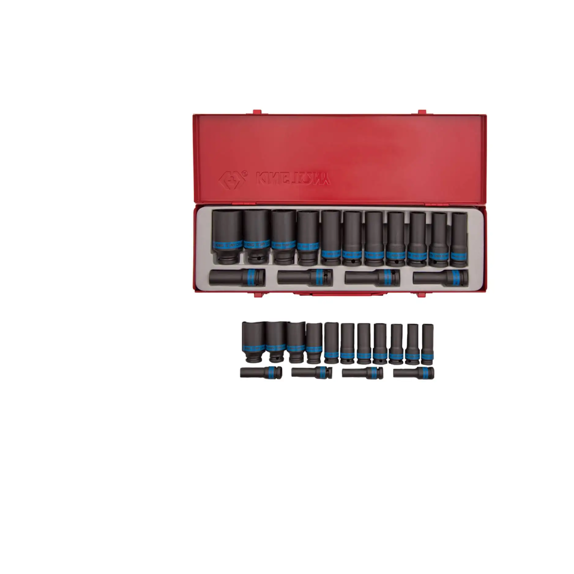 KING TONY Professional 15 PCS 1/2 Hex Impact Socket Set Taiwan Hand Tool 4415MP