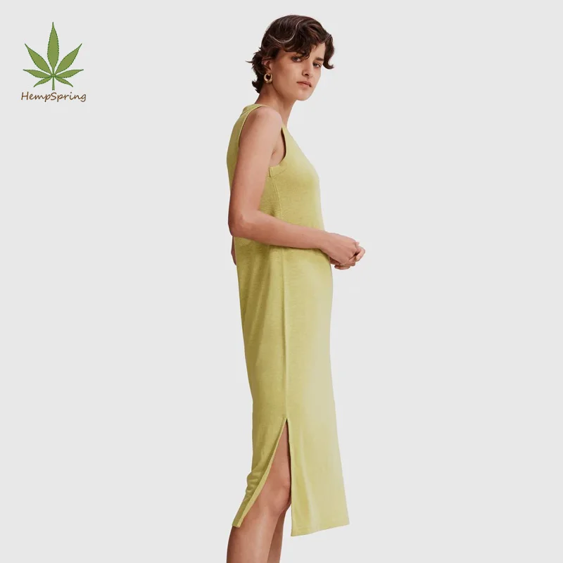 Льняное платье HempSpring для женщин юбка-жилет из органического материала 100% льняная женская повседневная юбка без рукавов льняное платье-майка Джерси