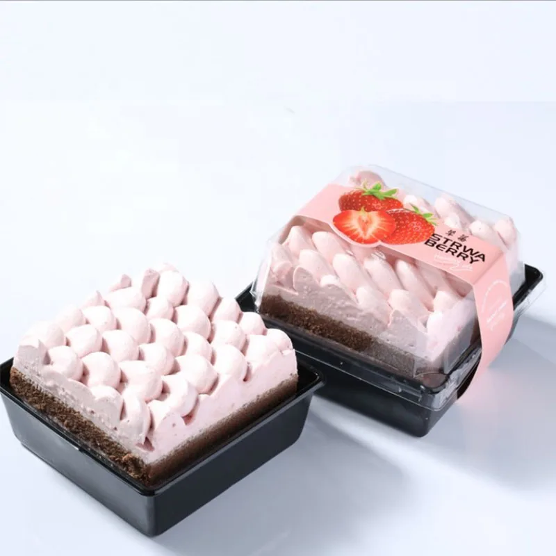 Wholesale Square Cake Tray With Lid PET Plastic Disposable Sandwich Pastry Boxes