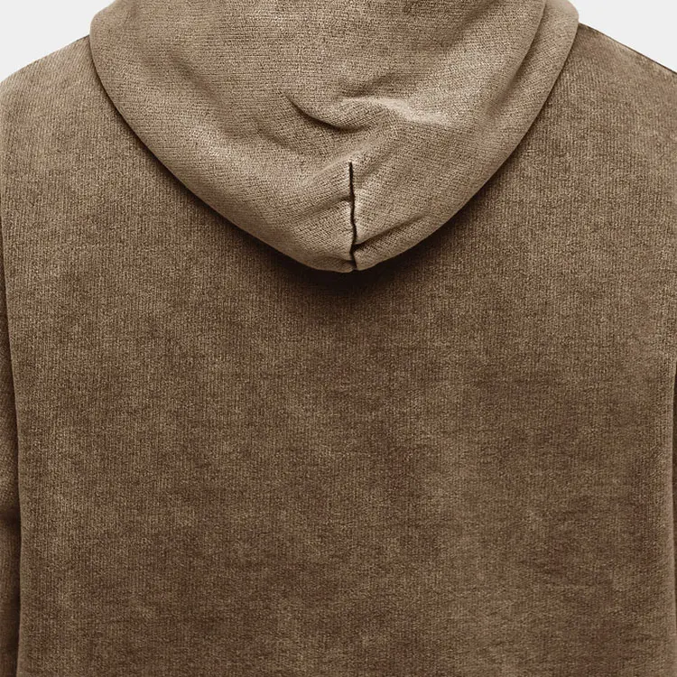 2021 winter newest design clothing custom 100% cotton plain blank pullover vintage hoodie brown washed hoodie men
