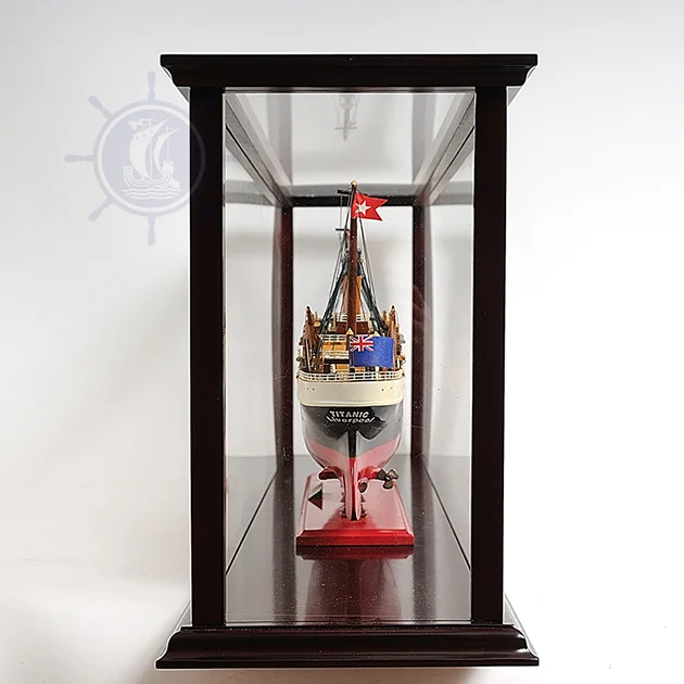 High Quality Wooden Model Ship Display Case Large Lmax 114 Stand Board Home Decorative Furniture with Painting for Cruise Liner