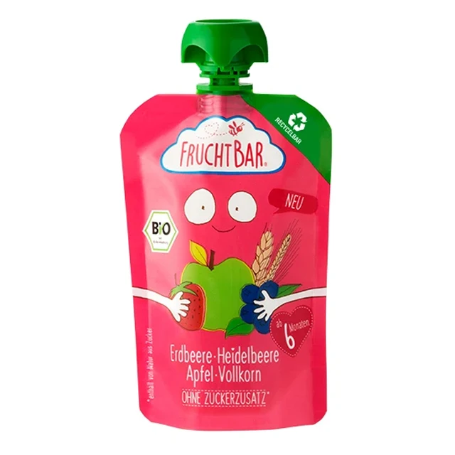 Fruchtbar Organic puree Whole grain strawberry-blueberry-apple baby food porridge 100g