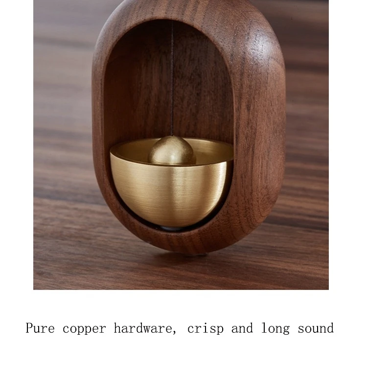 Fashion Trendy Suction Door Wind Chime Brass Wooden Doorbell Door Opening Reminder Pendant Door Bell