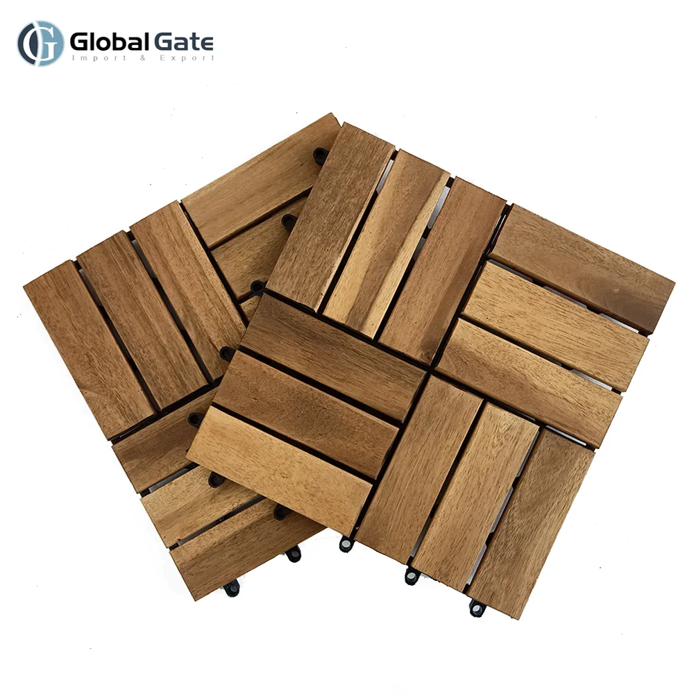 
Acacia outdoor wood flooring interlocking floor deck tiles for garden 