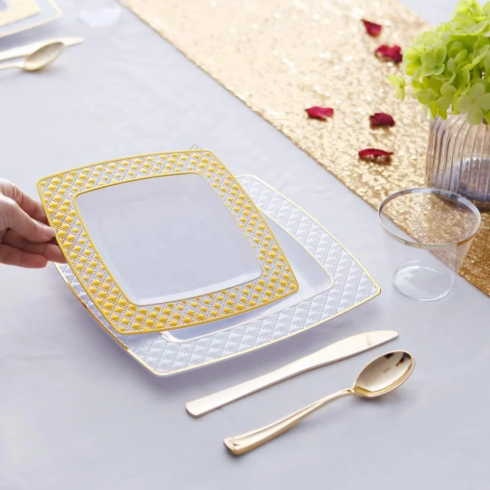 150pcs Best Price Formal Faience Disposable Plastic Dinnerware sets