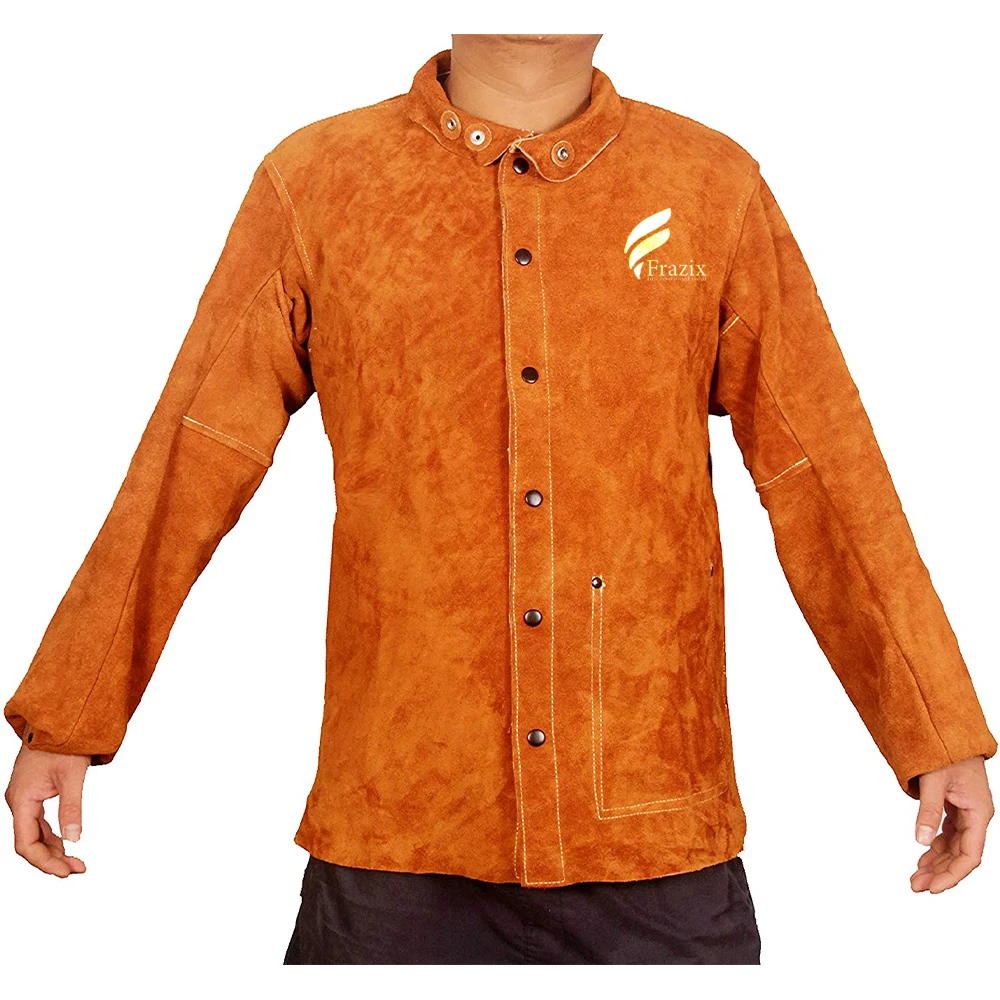 Fire Resistant Cowhide Split Leather Welding Jacket