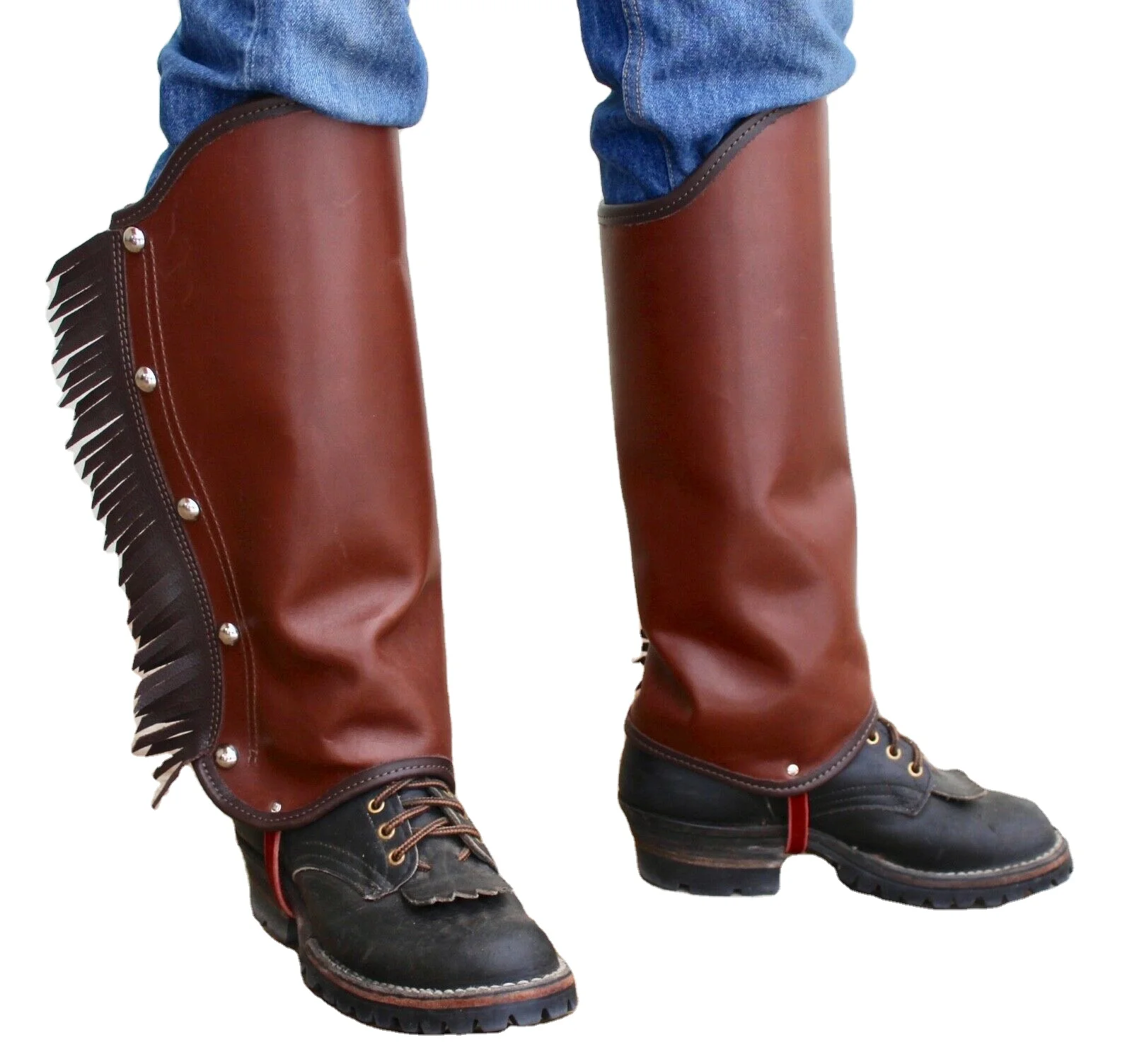 
Custom Made Western Half Chaps Brown Leather Zip Unisex Horse Chaps Bike 
