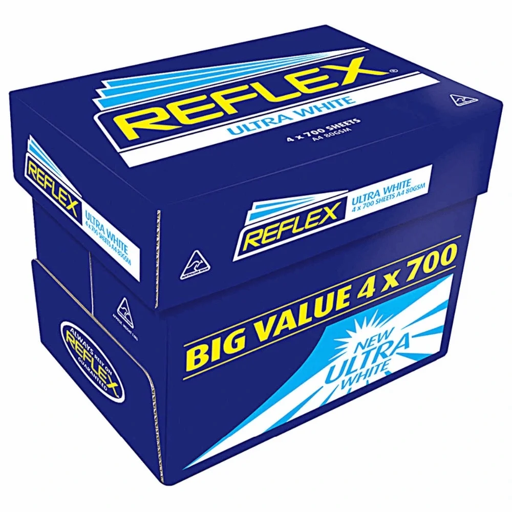 Reflex copy / A4 Copy Paper 80gsm/ 75gsm / 70gsm Hot Sales 100% virgin pupl wood white copy paper