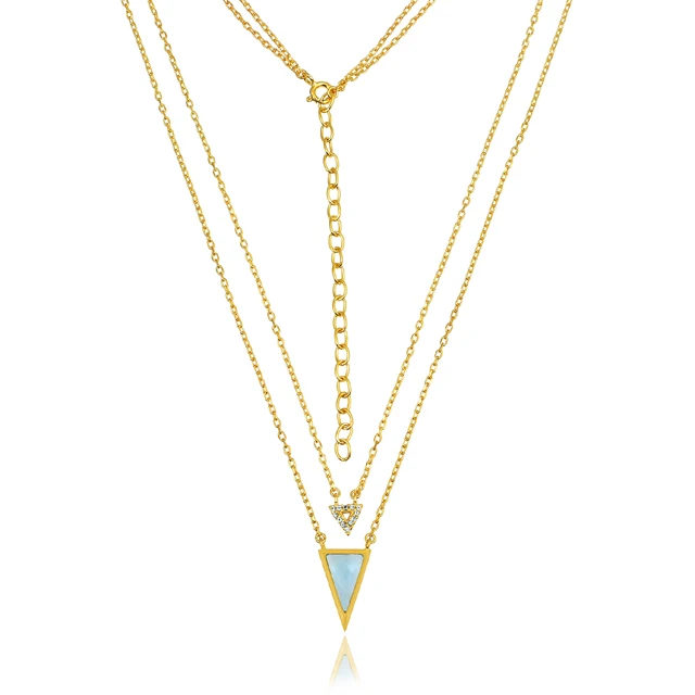 Trendy high quality fine vermeil drop necklace gold plated chunky fine 925 sterling silver blue topaz stone pendant necklace