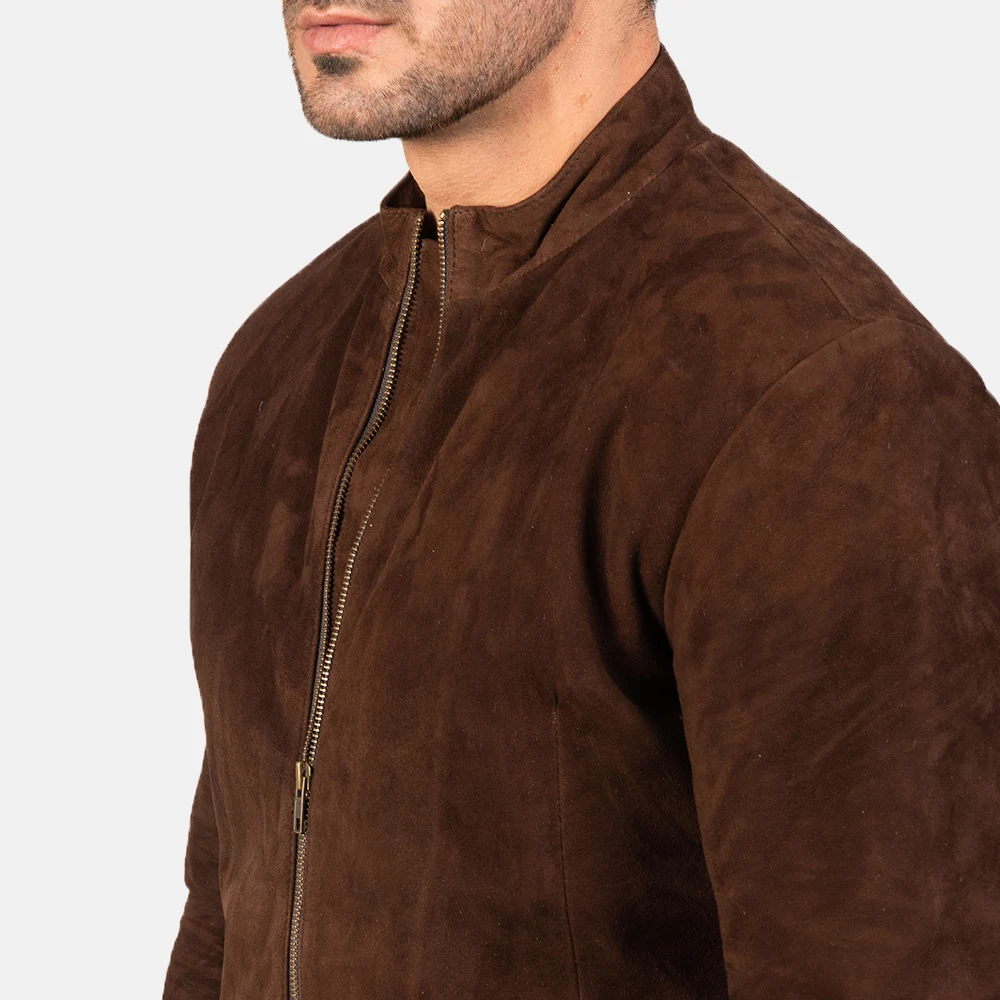 
High Quality Goat skin Leather Jacket in Brown Colour Charcoal Mocha Suede Biker Jacket new arrival custom leather jacket 