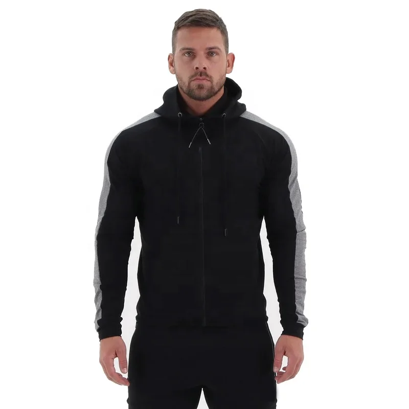 New Arrival Mens Slim Hoodies Custom Logo on Face Chest Embroidery Design Slim Body Heavy Weight Hoodies Men Full Zip Up Hoodie