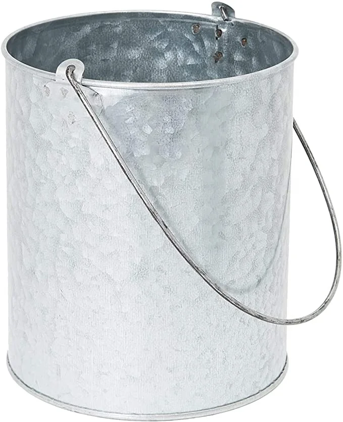 Customizable Galvanized Iron Planter With Handle Or Metal Bucket Flower Pot For Indoor Outdoor Decor