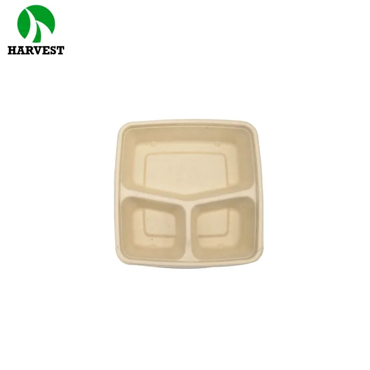 8 Inch 9 Inch Square Bamboo Pulp Compostable Container For Food