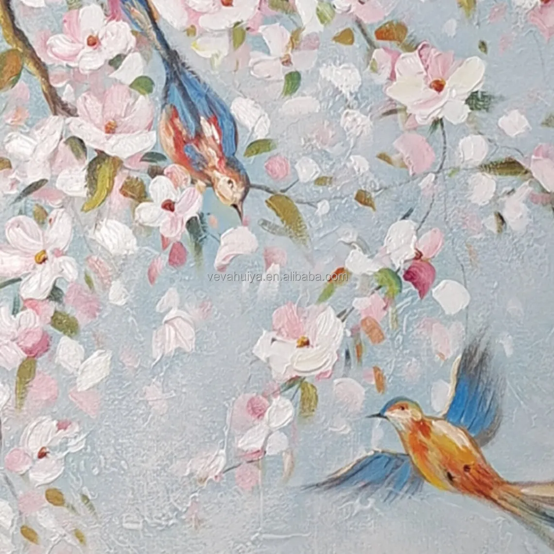 Оригинальная 3D картина маслом палитра нож Картина Дерево Птицы Цветок Ручная роспись на холсте настенное искусство для нового дома как домашний теплый