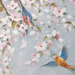 Оригинальная 3D картина маслом палитра нож Картина Дерево Птицы Цветок Ручная роспись на холсте настенное искусство для нового дома как домашний теплый