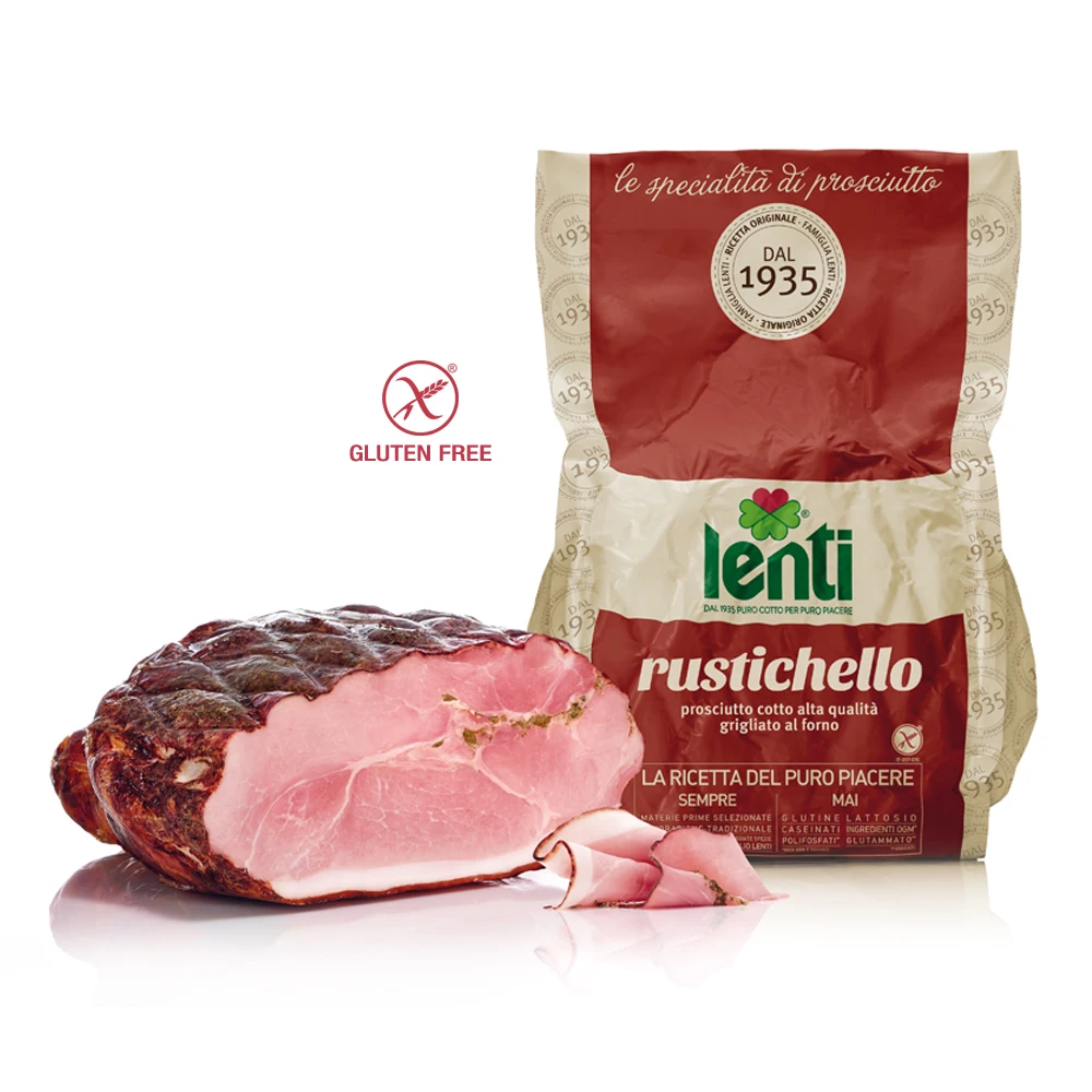 Grilled High Quality Prosciutto Cotto Cooked Ham with Mediterranean Herbs 6,7-7,7 kg LENTI Made in Italy for wholesalers, retail