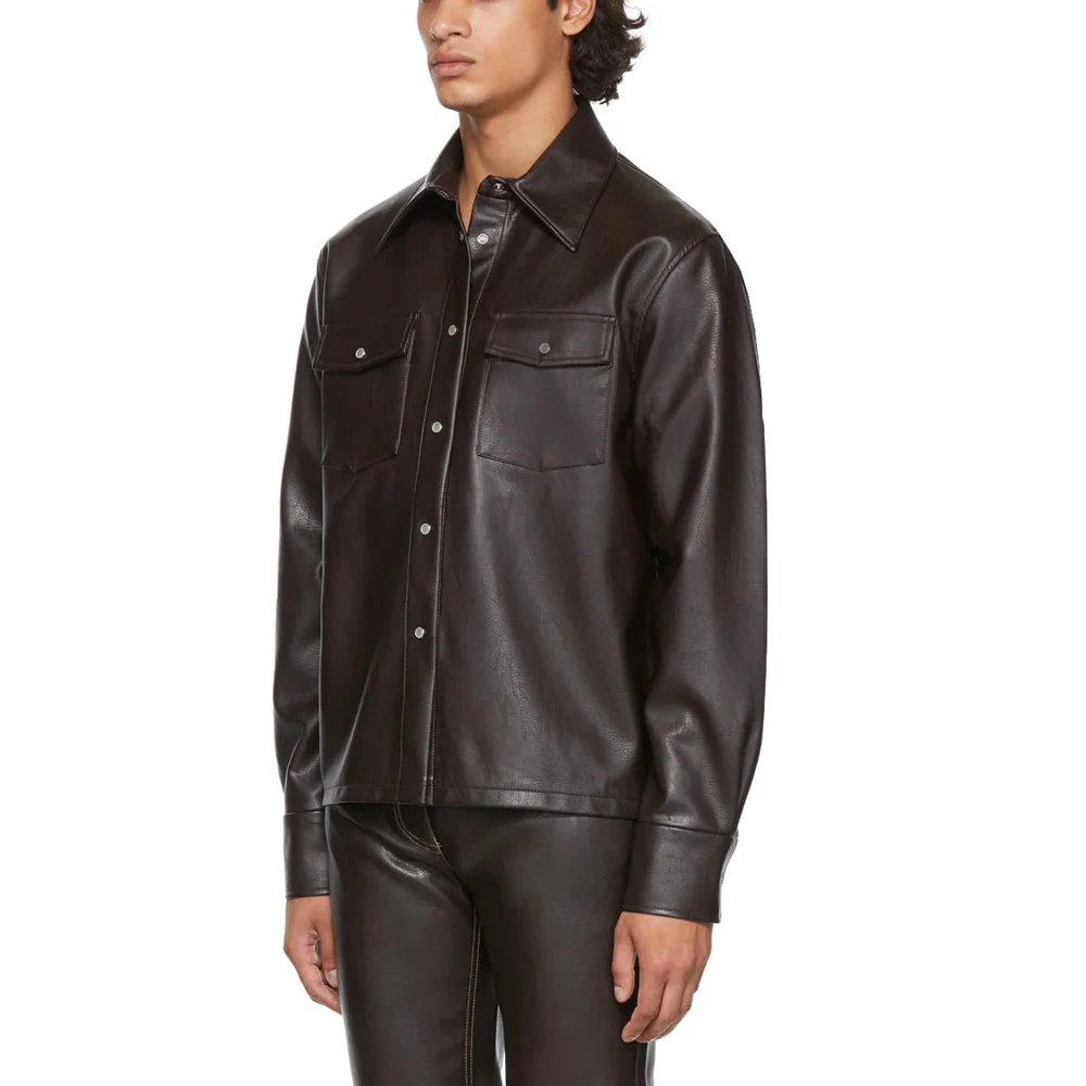 Мужская рубашка из искусственной кожи