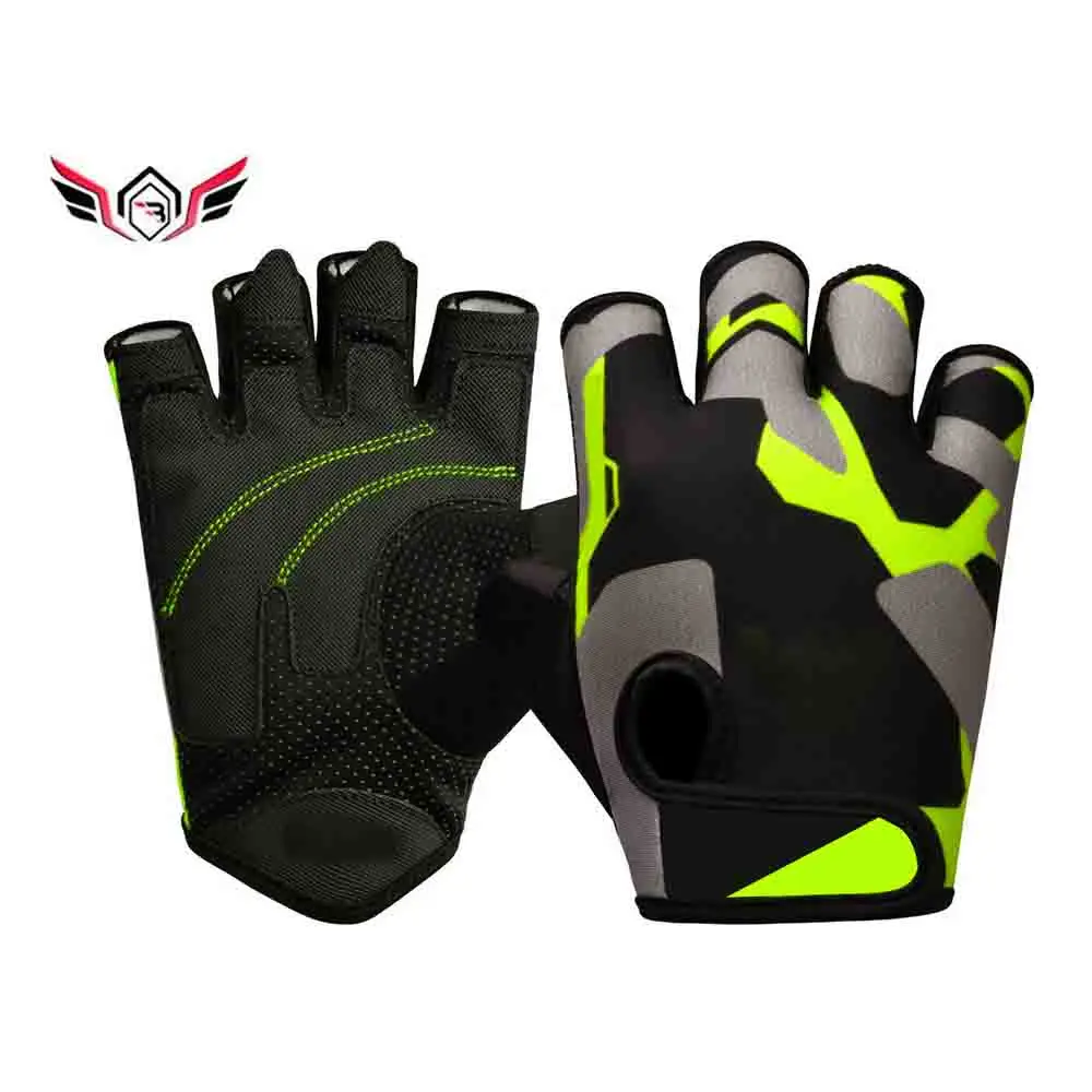 Impact Proof Polyester Cotton Unisex Solid Customized Logo Half Finger Anti Vibration Cycling Gloves